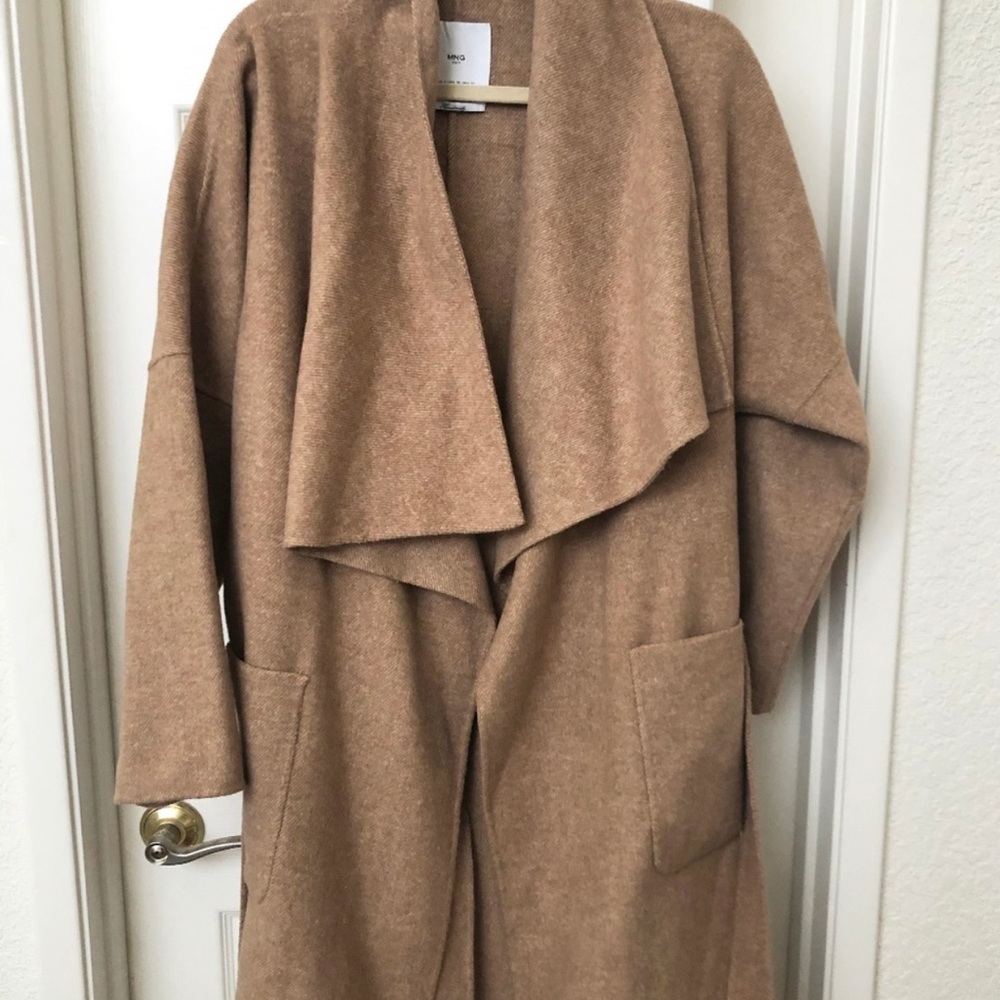 New Mango Mng Camel Wrap Drape Camel Coat - image 3